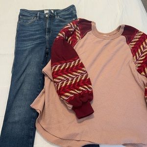 Free people jeans and Sweater
